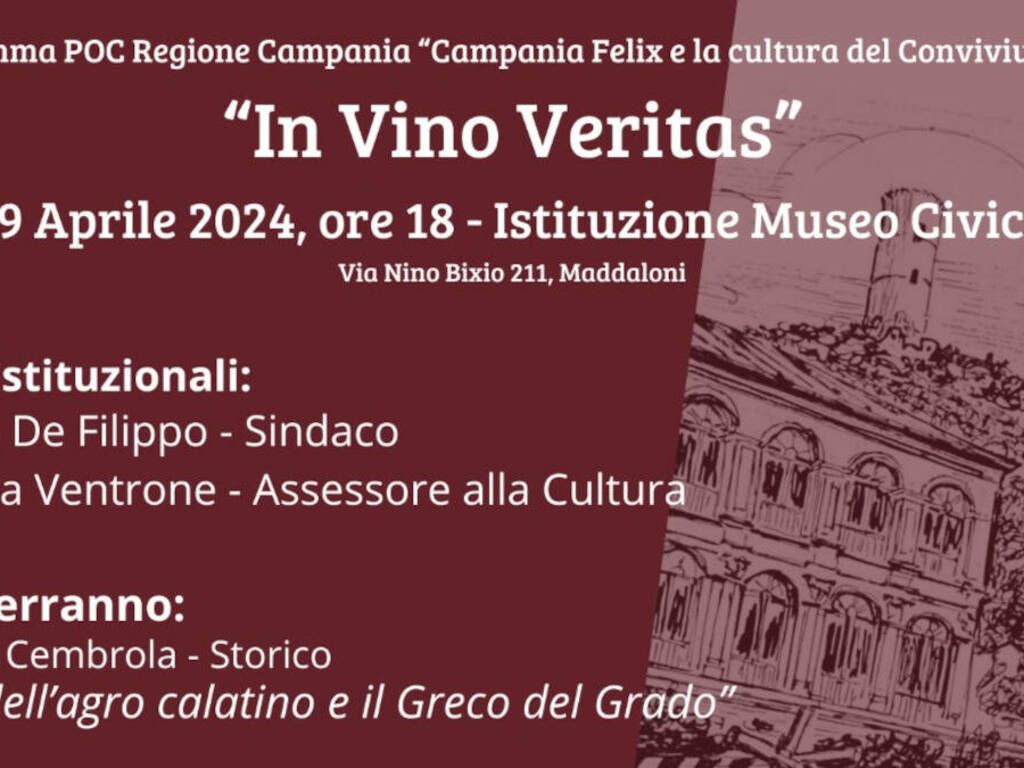 Maddaloni: venerdì al Museo Civico il secondo appuntamento con la storia del vino