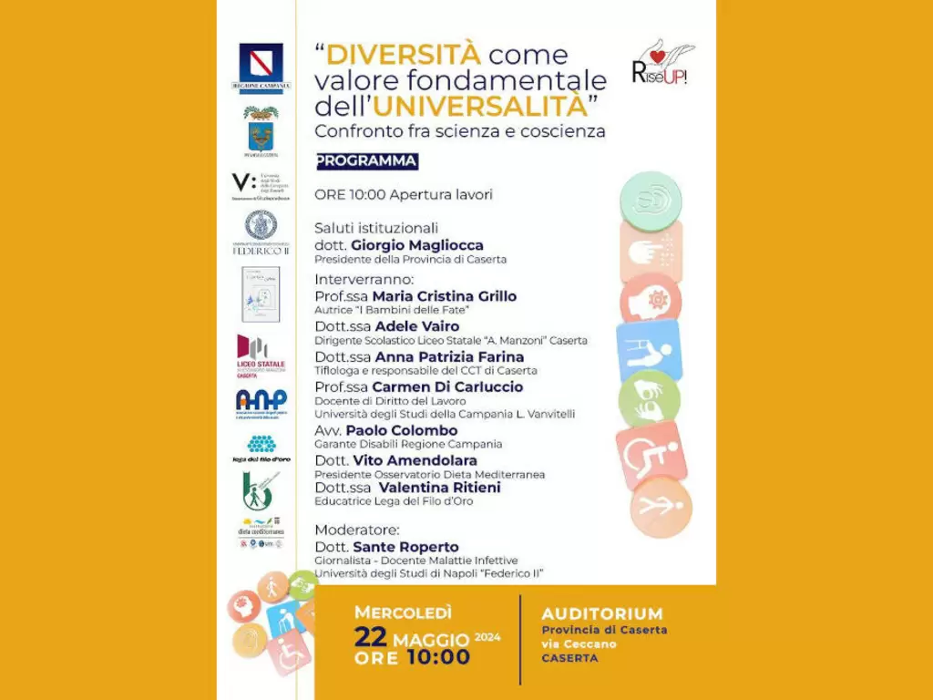 Diversità come valore fondamentale dell'universalità, confronto tra scienza  e coscienza all'auditorium della Provincia - Caserta Notizie
