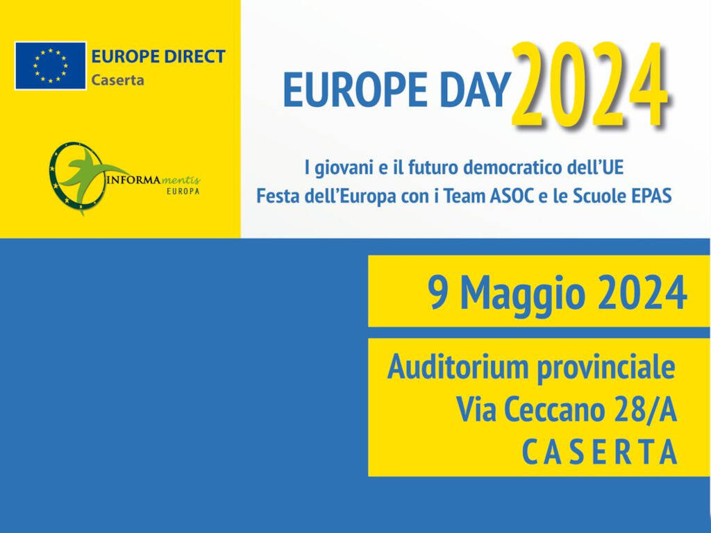 Festa dell’Europa, evento con gli studenti nell’Auditorium provinciale di Caserta
